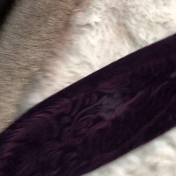 Vintage 90s Kathie Lee Dark Purple Velour Long Sleeve Shirt Top - Picture 10 of 12